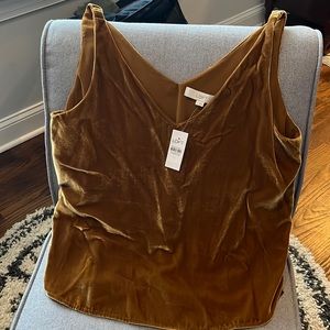 Loft velour cami. Sleeveless shirt. Never worn. Gold/mustard color